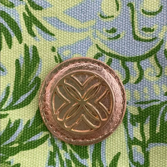 LILLY PULITZER Small Green Tropical Print Bamboo-Handle Tote Bag NWOT - Picture 2 of 6